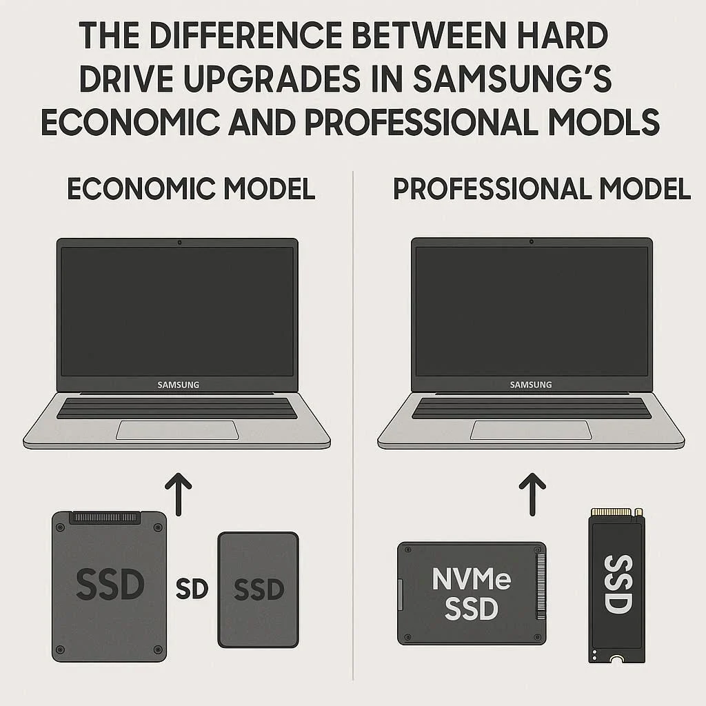 تفاوت ارتقا هارد در مدل‌های اقتصادی و حرفه‌ای لپ تاپ سامسونگ