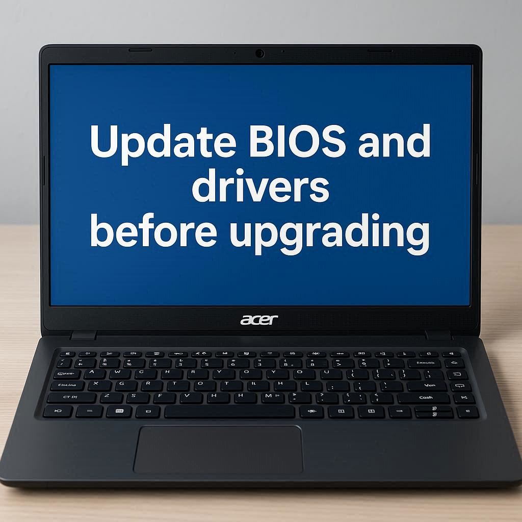 آپدیت BIOS و درایورها قبل از ارتقا