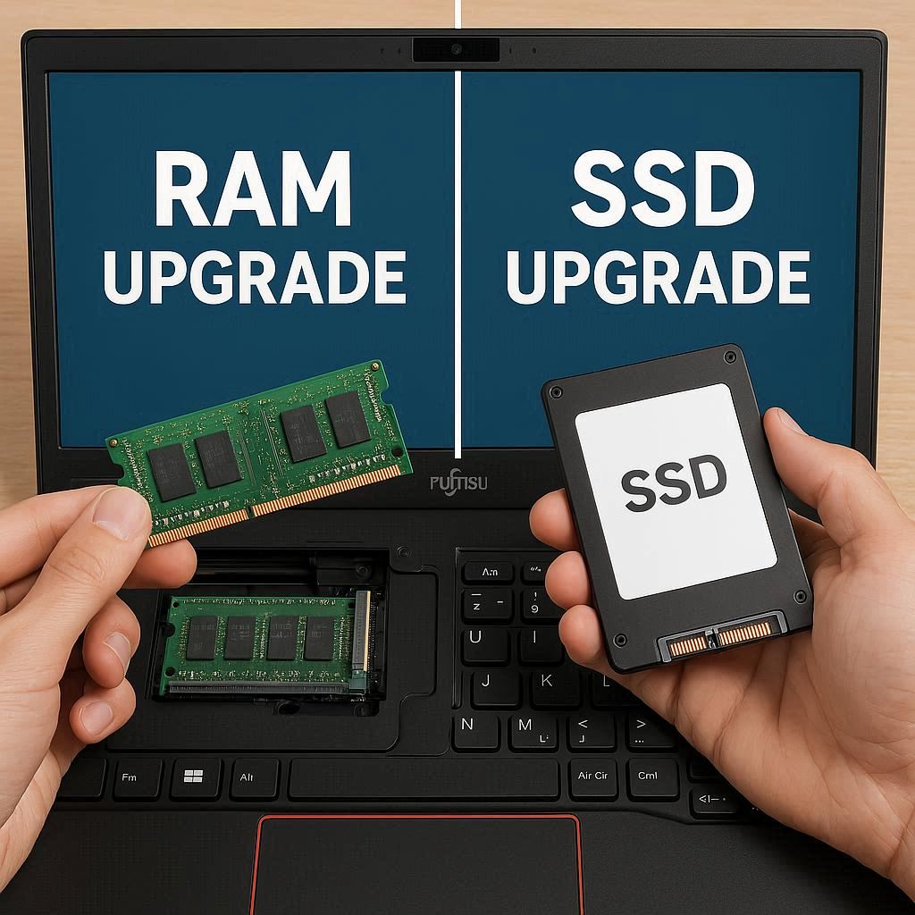 ارتقا رم در مقایسه با ارتقا SSD در لپ تاپ فوجیتسو