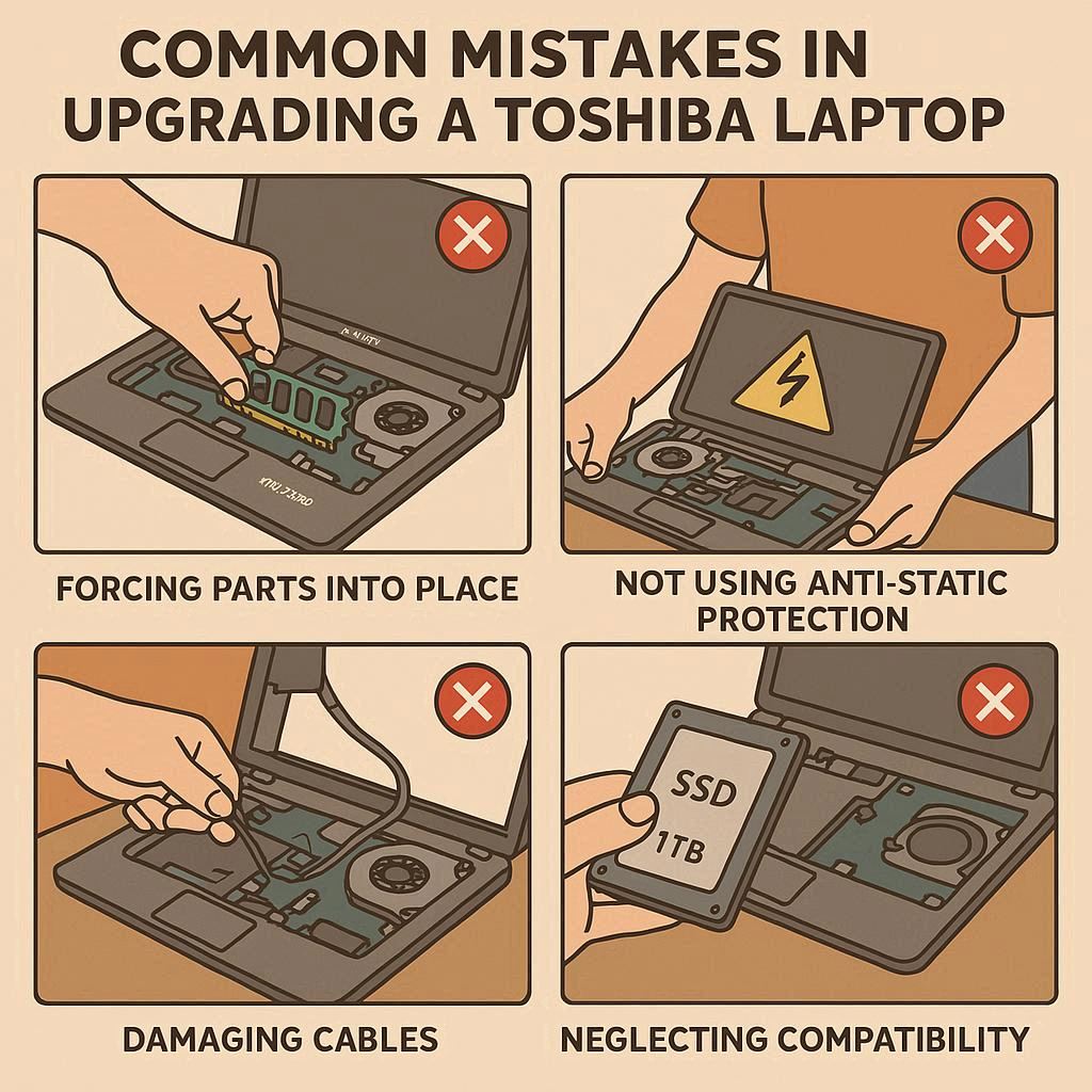اشتباهات رایج در ارتقا لپ تاپ توشیبا
