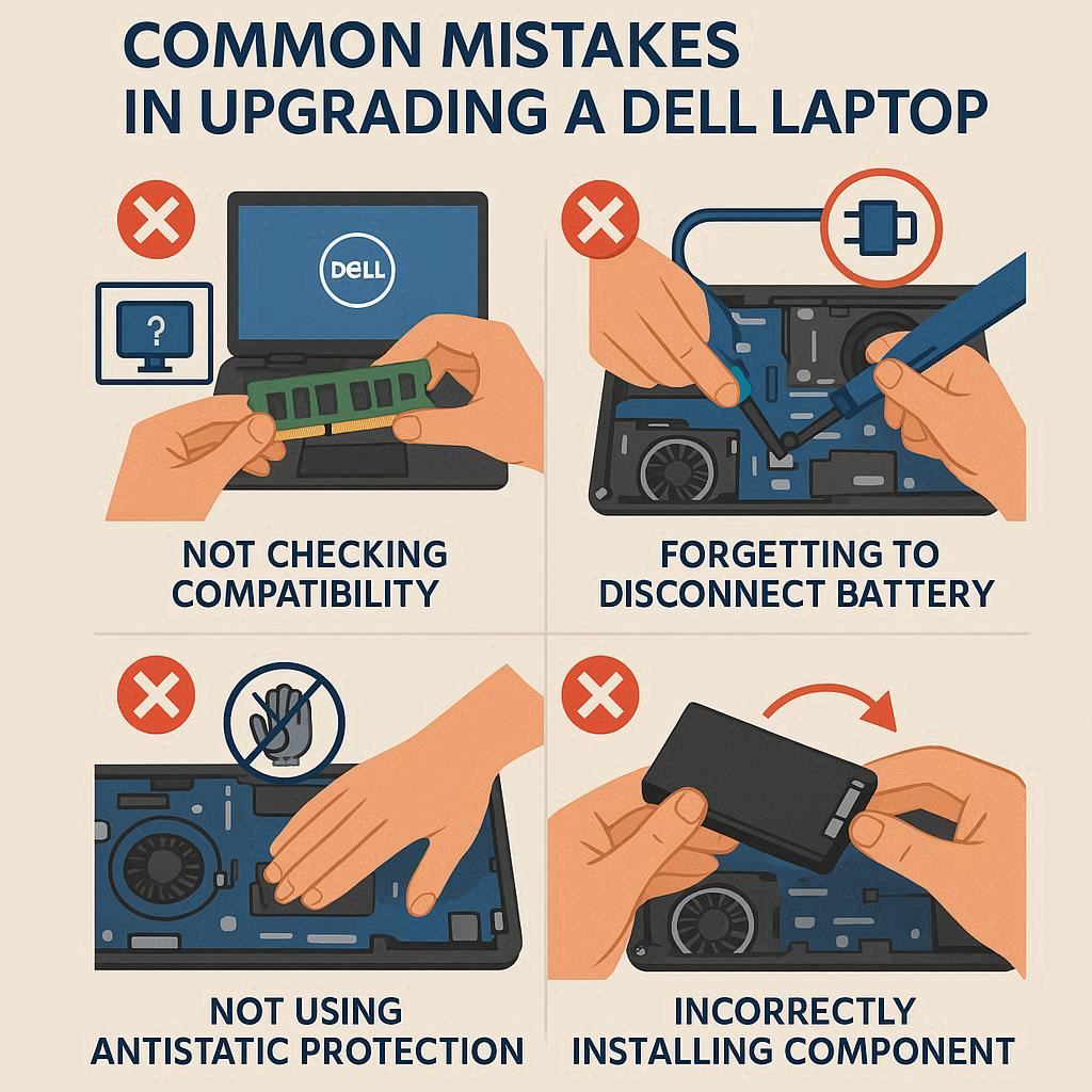 اشتباهات رایج در ارتقا لپ تاپ Dell