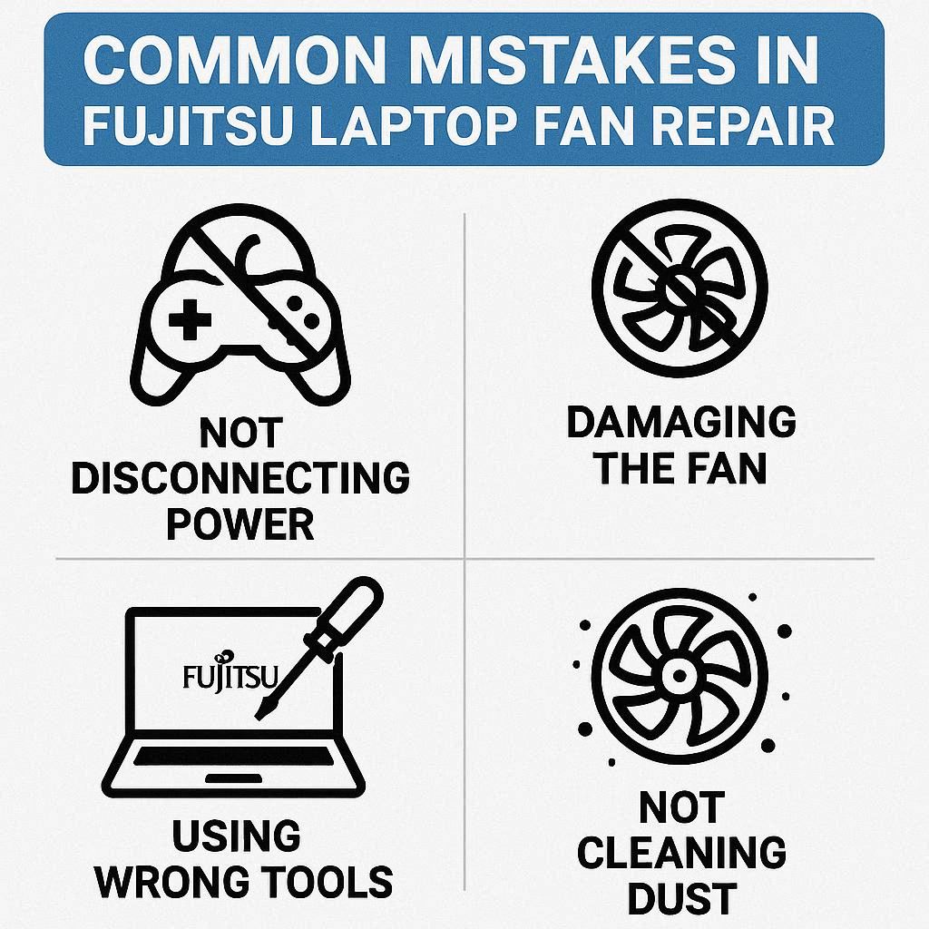 اشتباهات رایج در تعمیر فن لپ تاپ فوجیتسو