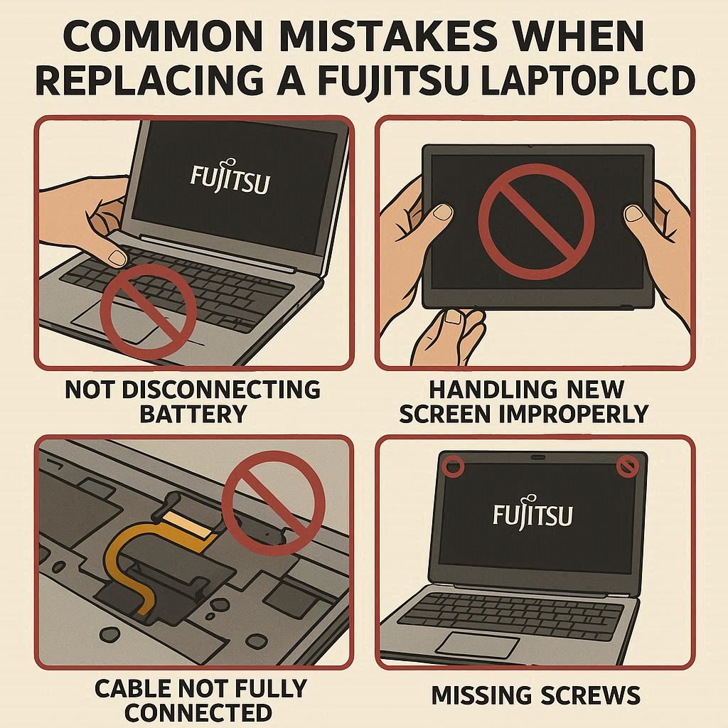 اشتباهات معمول هنگام تعویض ال سی دی لپ تاپ فوجیتسو