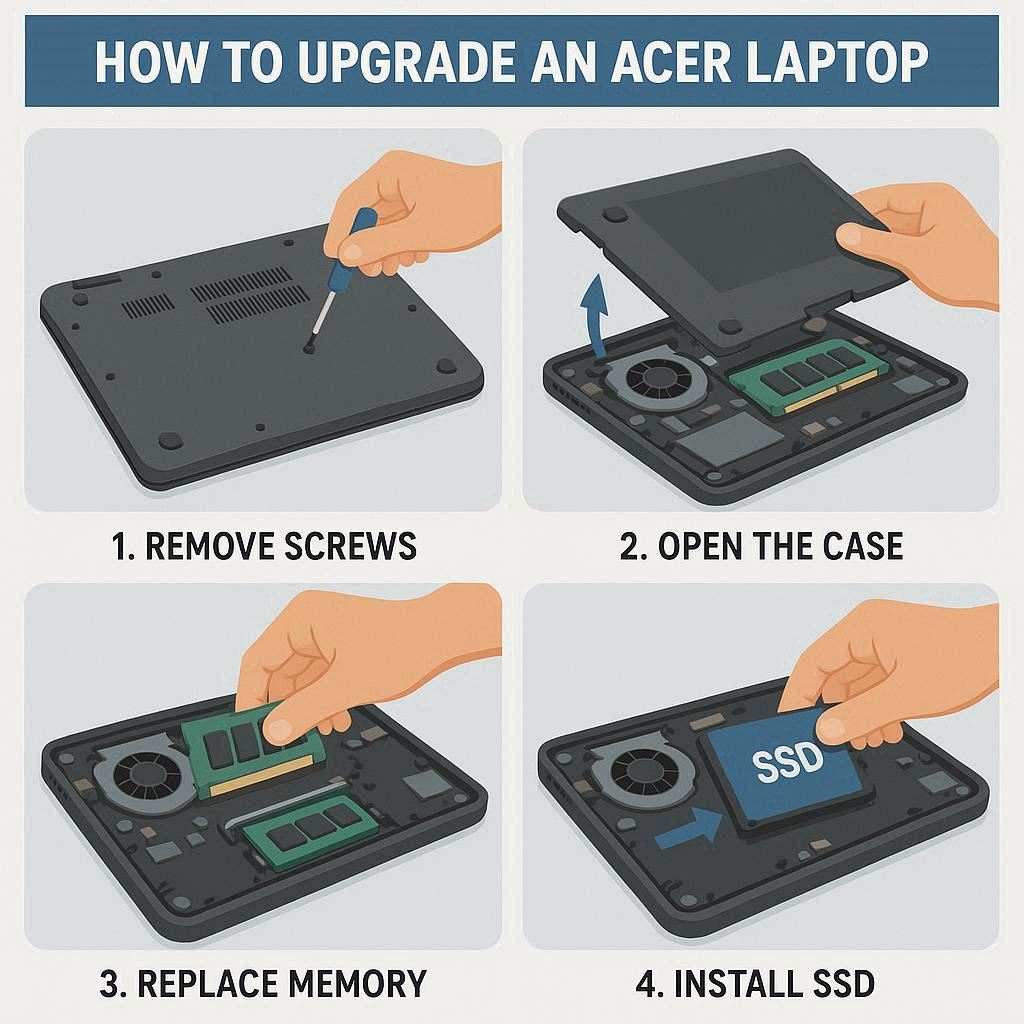 باز کردن قاب و ارتقا قطعات داخلی ایسر