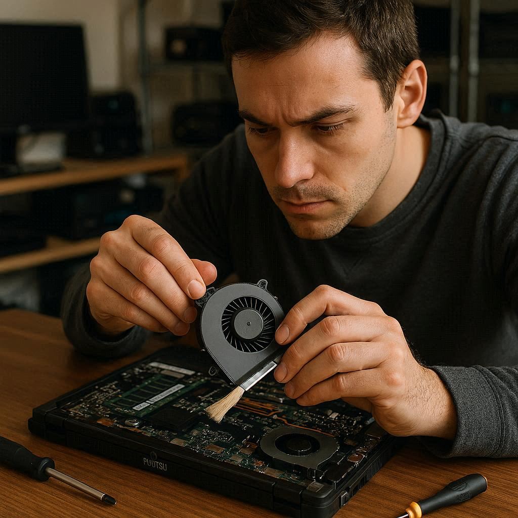 باز کردن و تمیز کردن فن فوجیتسو