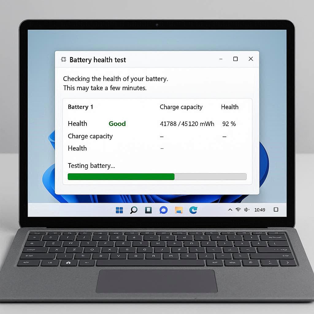 تست سلامت باتری سرفیس در ویندوز