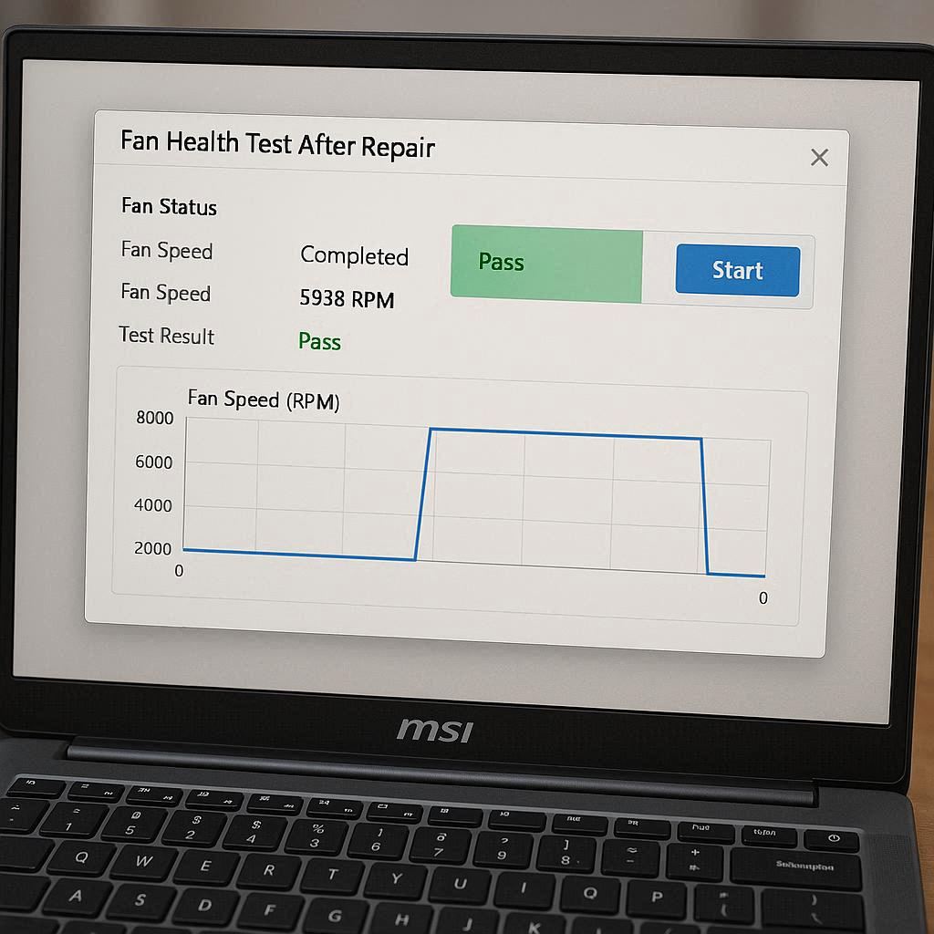تست سلامت فن ام اس آی بعد از تعمیر