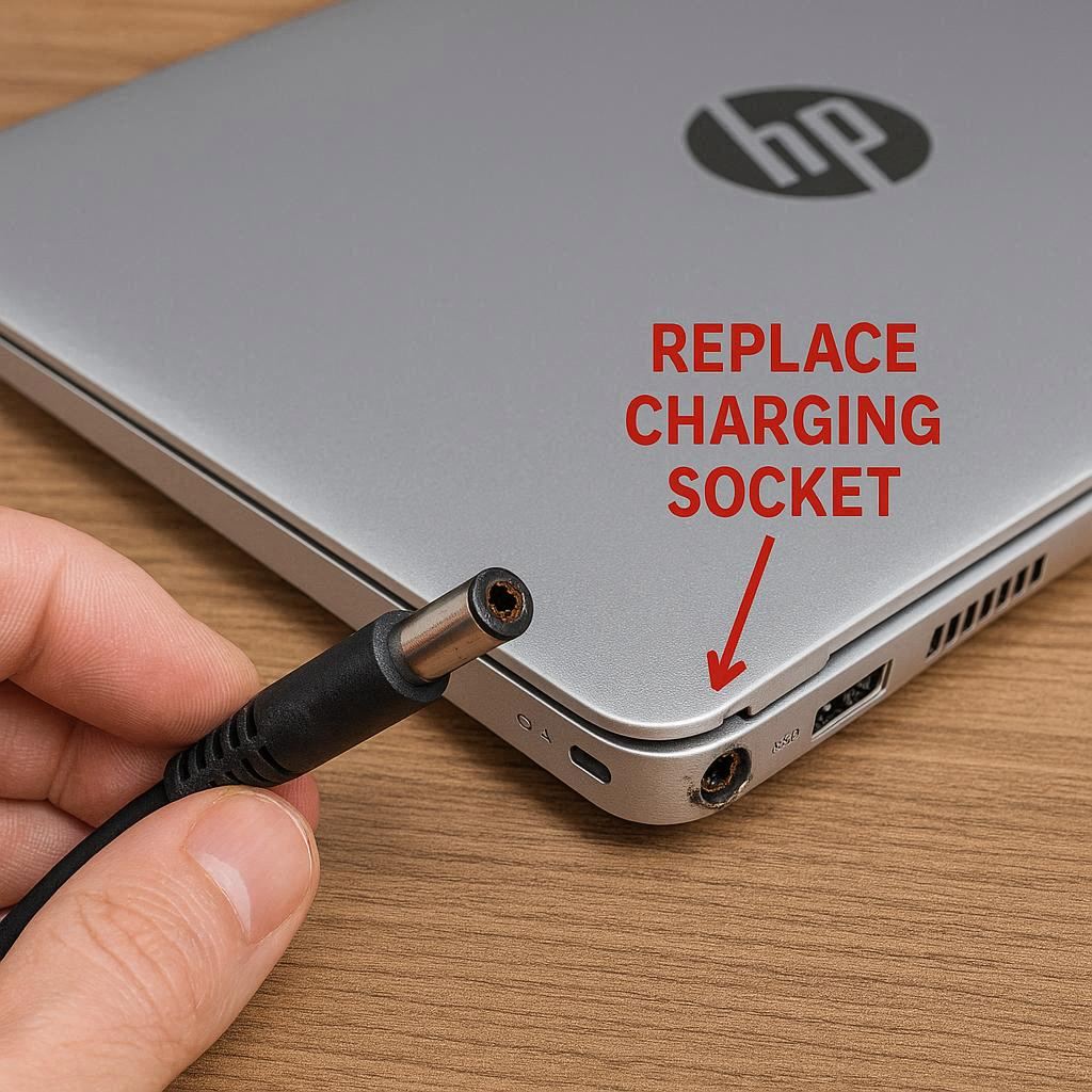 تشخیص نیاز به تعویض سوکت شارژ لپ تاپ اچ پی
