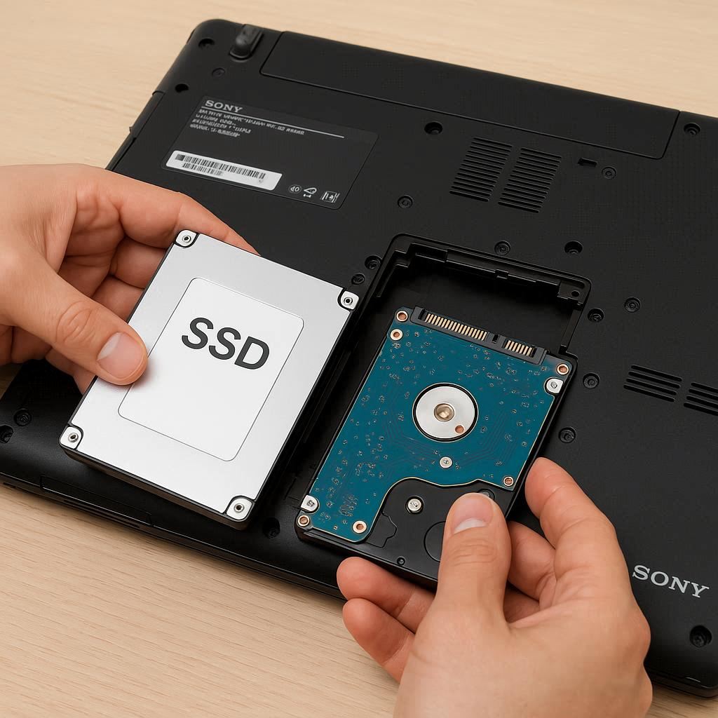 تعویض هارد با SSD در لپ تاپ سونی