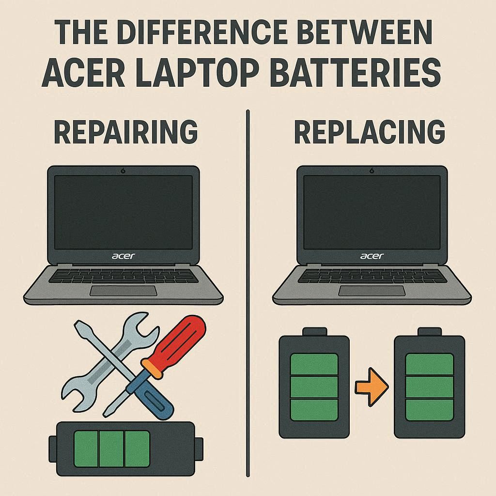 تفاوت تعمیر و تعویض باتری ایسر