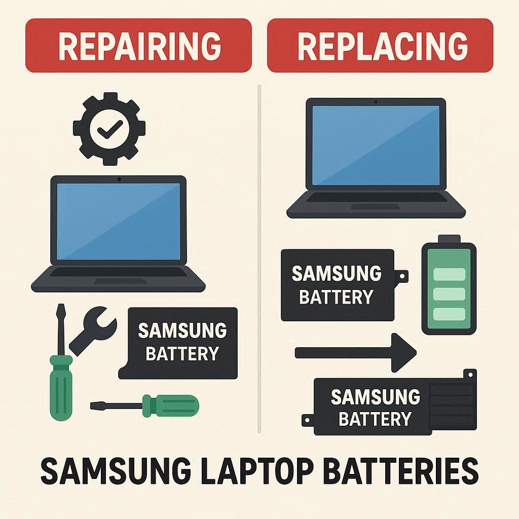 تفاوت تعمیر و تعویض باتری لپ تاپ سامسونگ