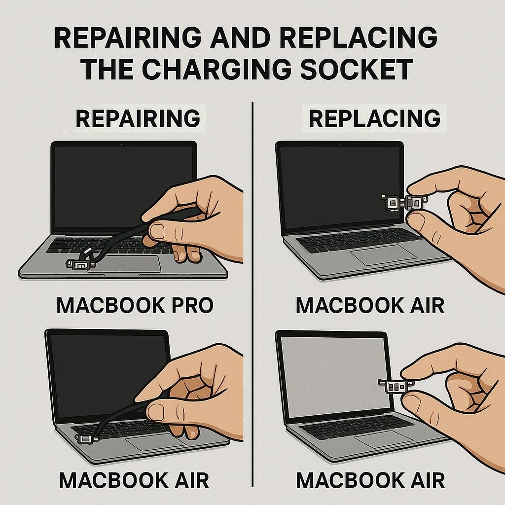 تفاوت تعمیر و تعویض سوکت شارژ لپ تاپ مک ‌بوک پرو و ایر