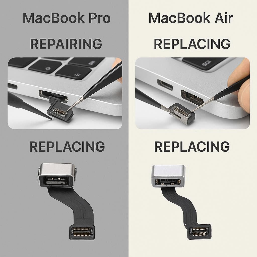 تفاوت تعمیر و تعویض سوکت شارژ مک ‌بوک پرو و ایر