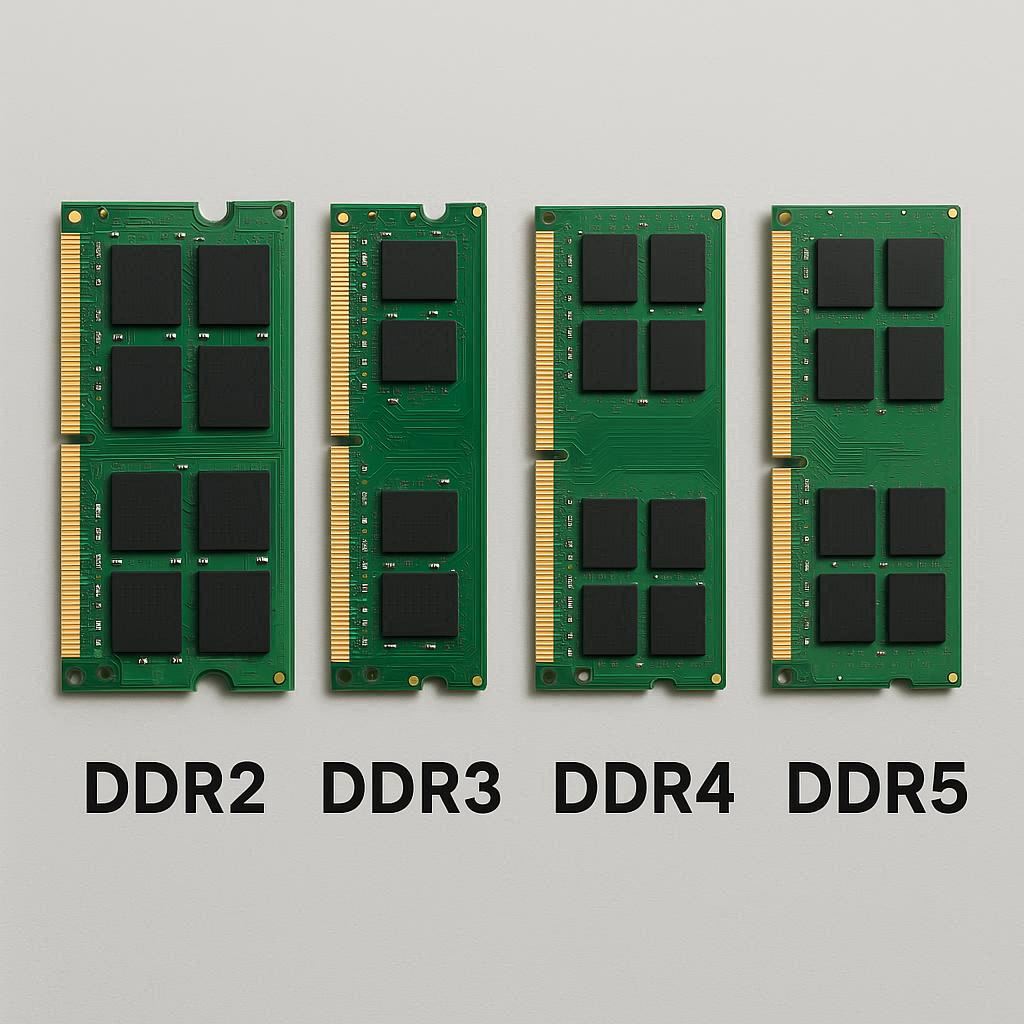 تفاوت DDR2 و DDR3 و DDR4 و DDR5 در لپ تاپ توشیبا