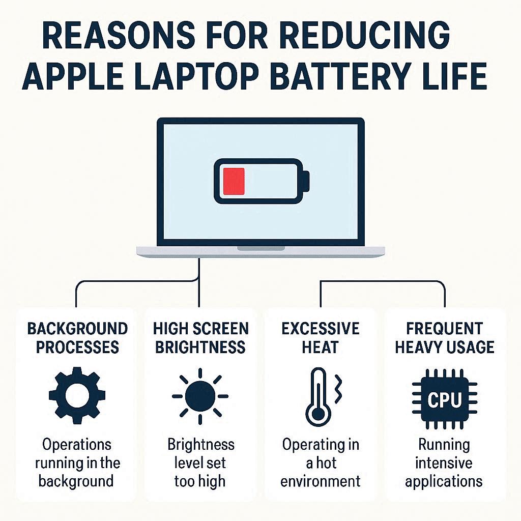 دلایل کاهش عمر باتری لپ‌تاپ اپل