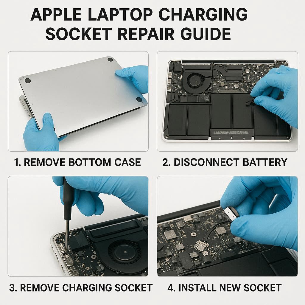 راهنمای تعمیر سوکت شارژ لپ تاپ اپل