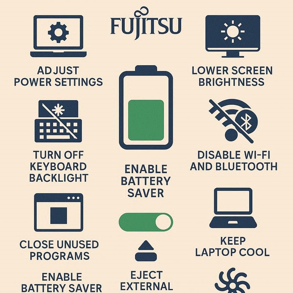 روش‌های افزایش عمر باتری لپ تاپ فوجیتسو