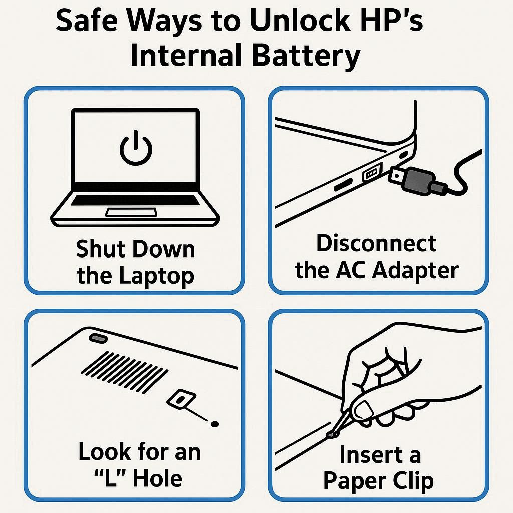 روش‌های ایمن برای باز کردن باتری داخلی HP