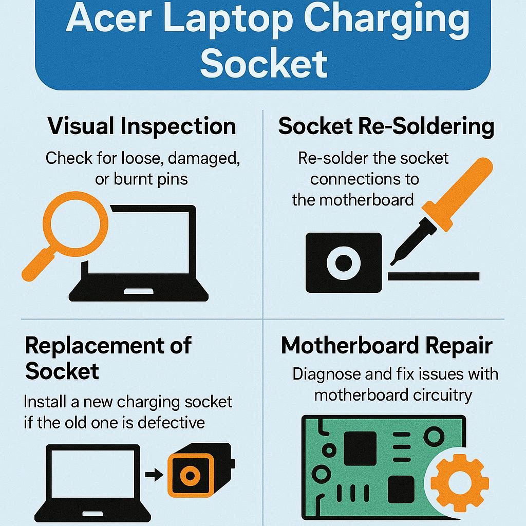 روش‌های تخصصی عیب‌یابی سوکت شارژ Acer