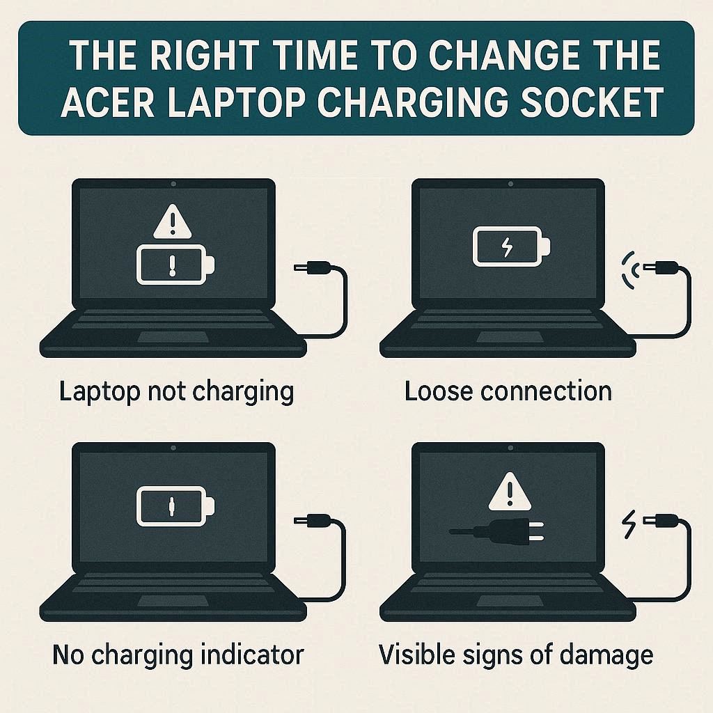 زمان مناسب برای تعویض سوکت شارژ لپ تاپ Acer