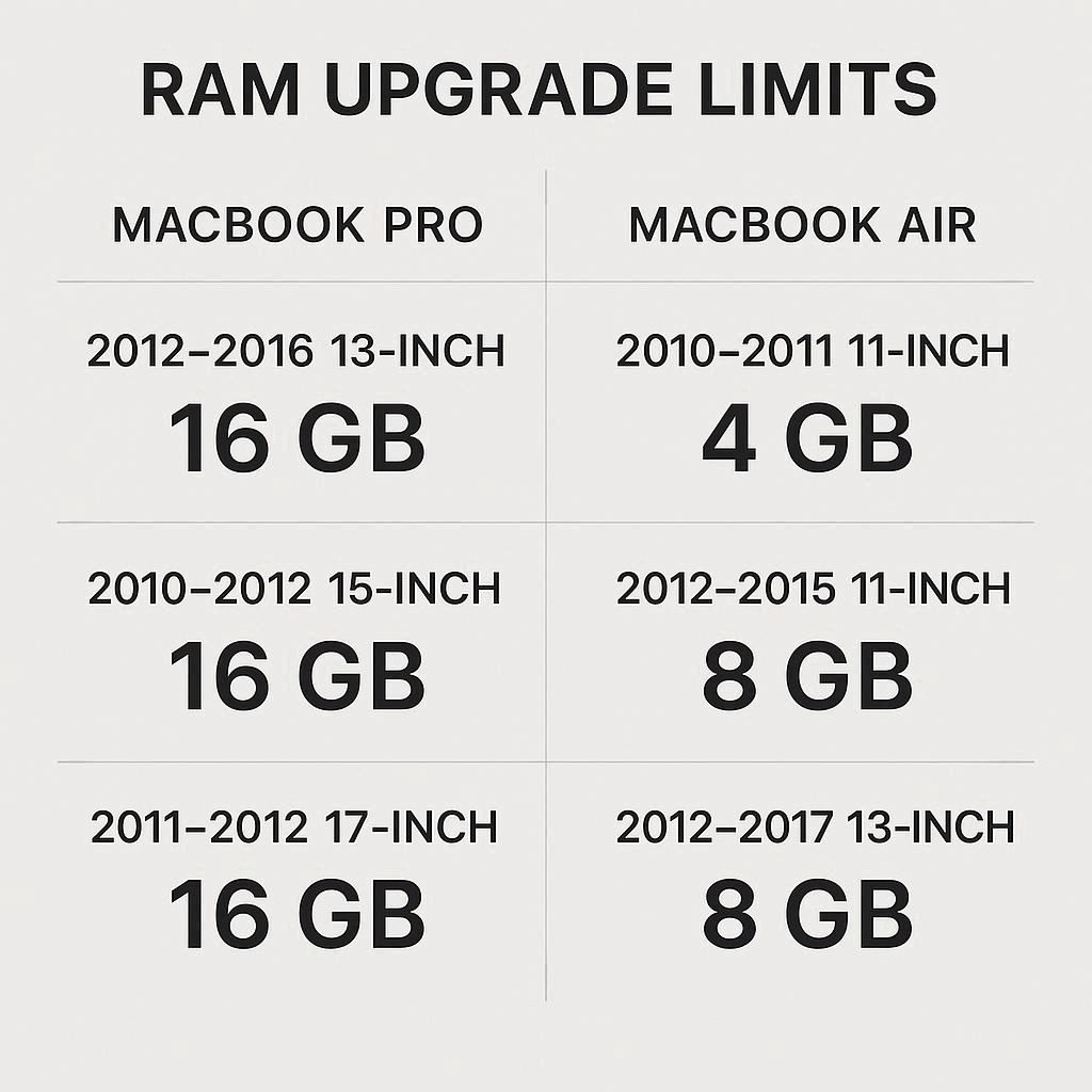 محدودیت‌ها در لپ تاپ مک‌ بوک پرو و ایر