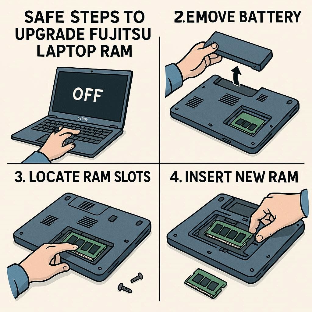 مراحل ایمن برای ارتقا رم لپ‌تاپ فوجیتسو