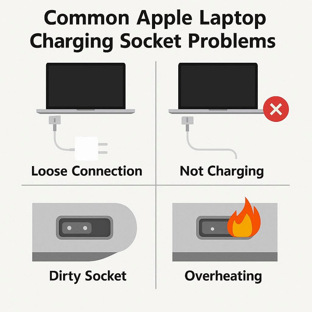 مشکلات رایج سوکت شارژ لپ تاپ اپل