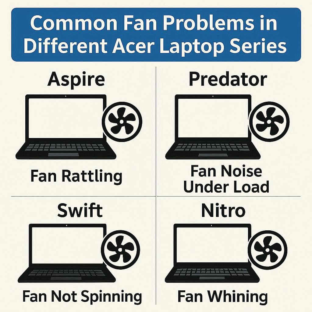 مشکلات رایج فن در سری‌های مختلف لپتاپ Acer