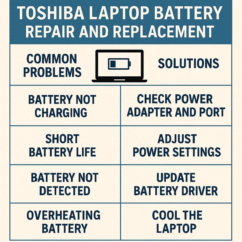 مشکلات رایج و راه‌حل‌ها تعمیر و تعویض باتری توشیبا