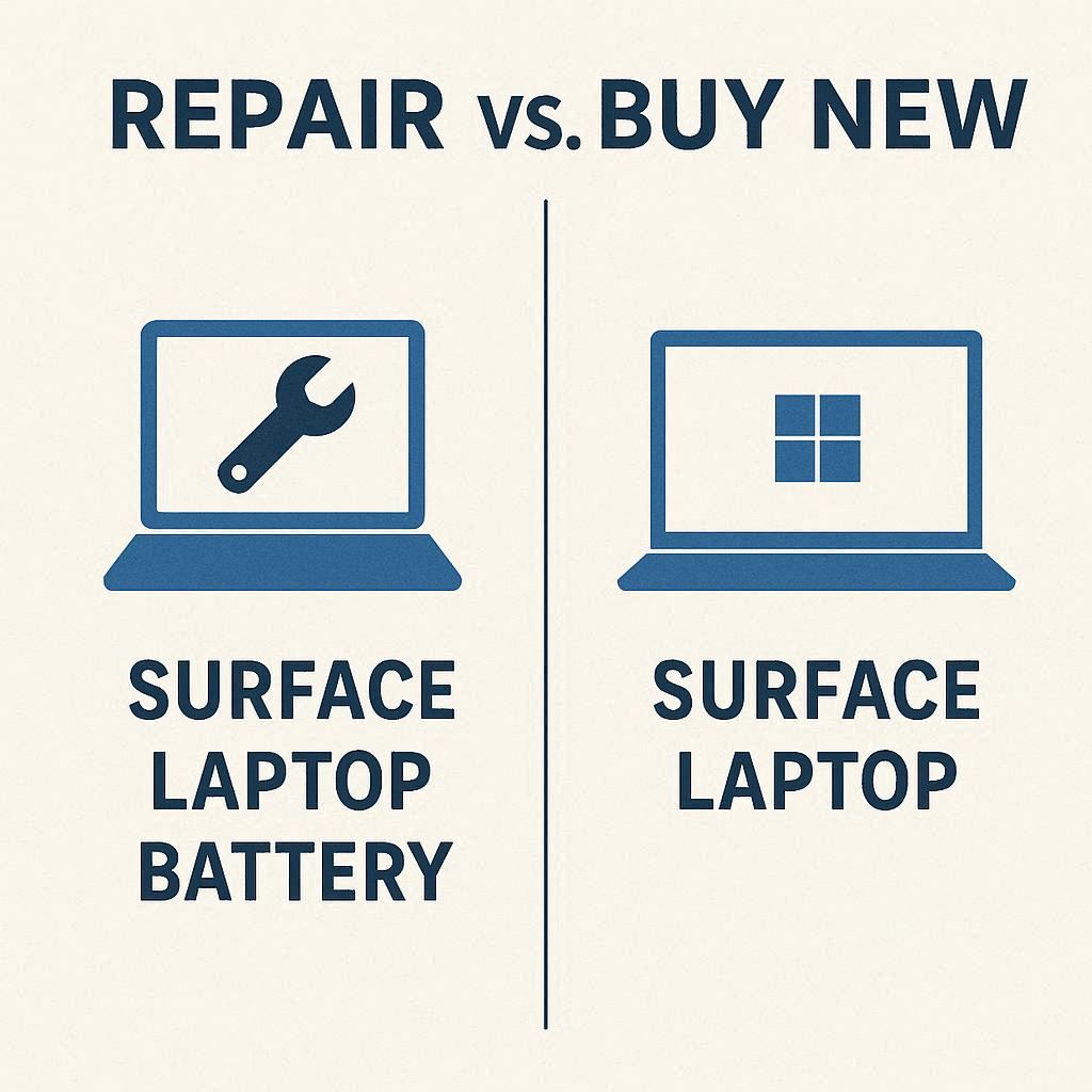 مقایسه تعمیر با خرید باتری جدید لپ تاپ سرفیس