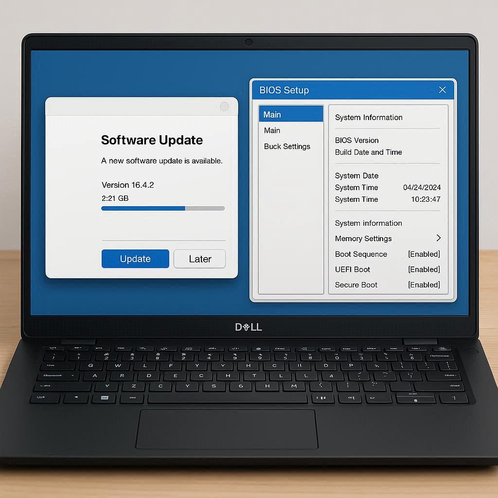 نرم‌افزارها و بایوس پس از ارتقا لپ تاپ Dell