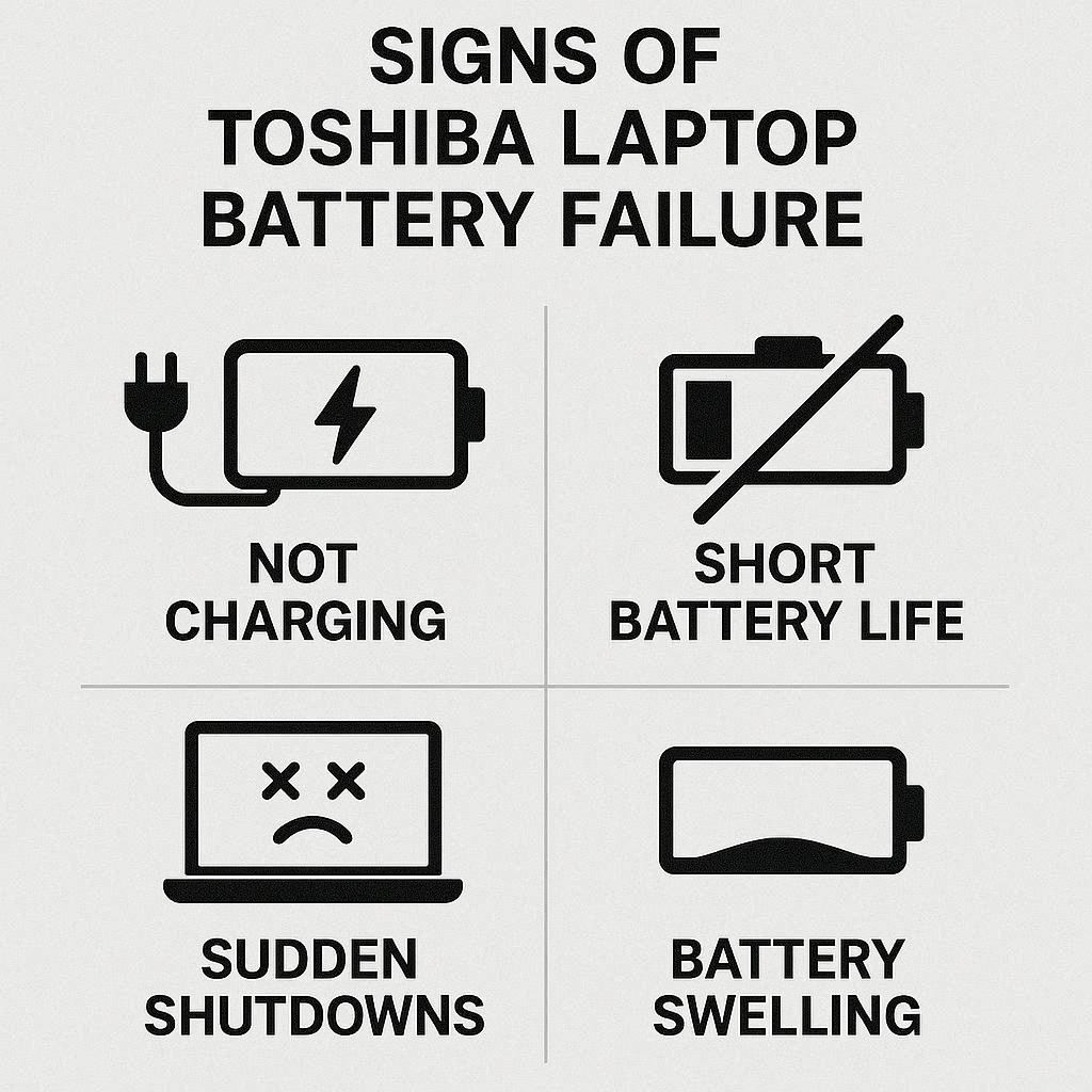 نشانه‌های خرابی باتری لپ تاپ توشیبا