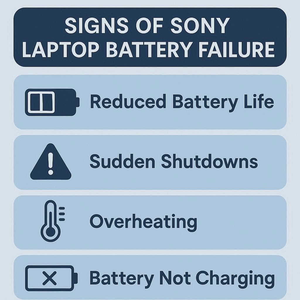 نشانه‌های خرابی باتری لپ تاپ سونی