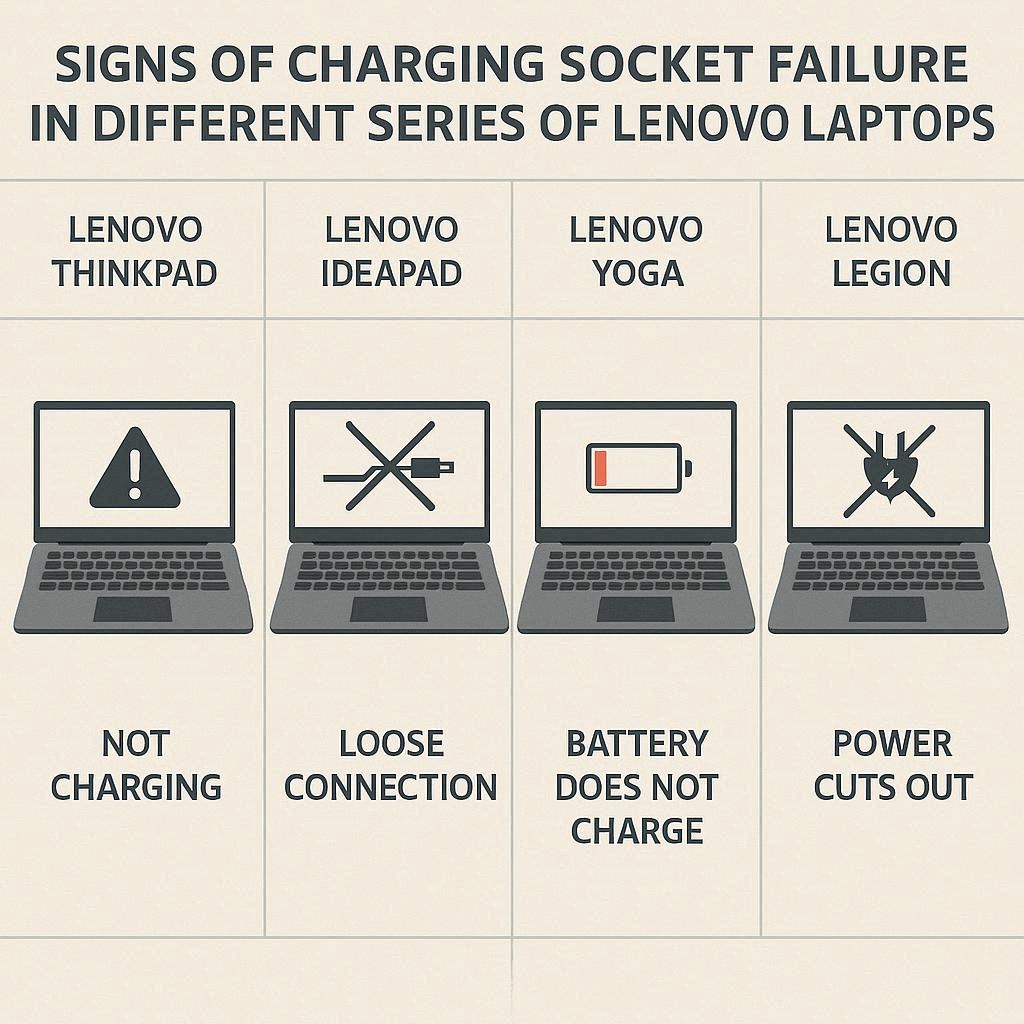 نشانه‌های خرابی سوکت شارژ در سری‌های لنوو