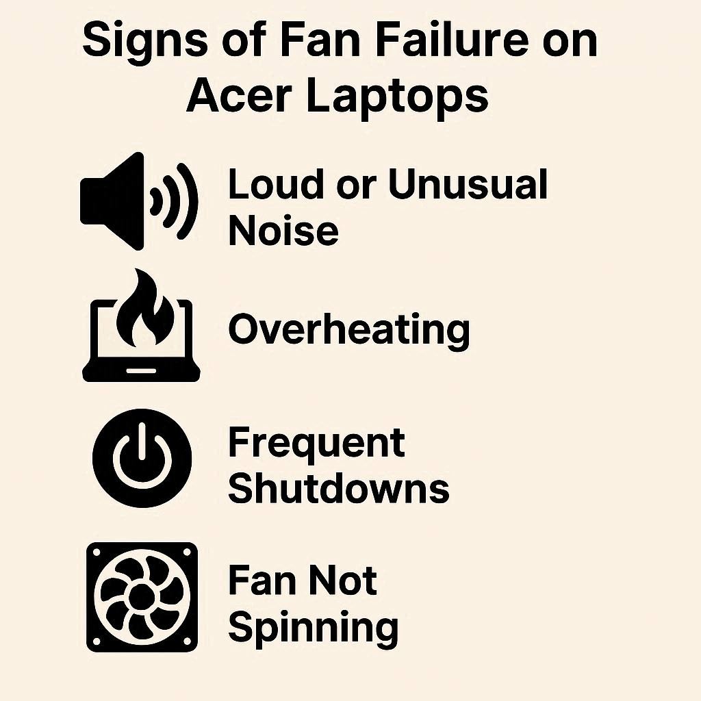 نشانه‌های خرابی فن در ایسر