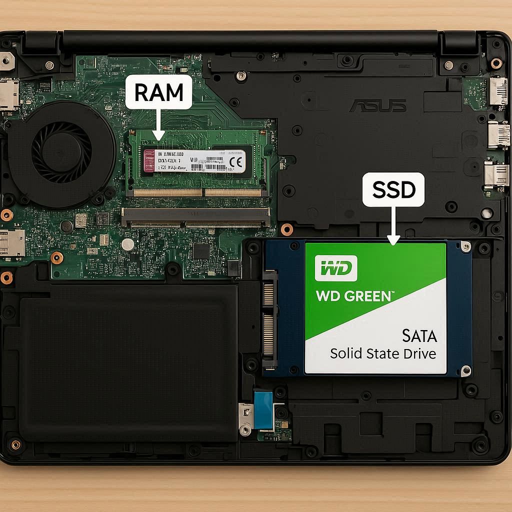 نصب رم و SSD در مدل‌های ایسوس