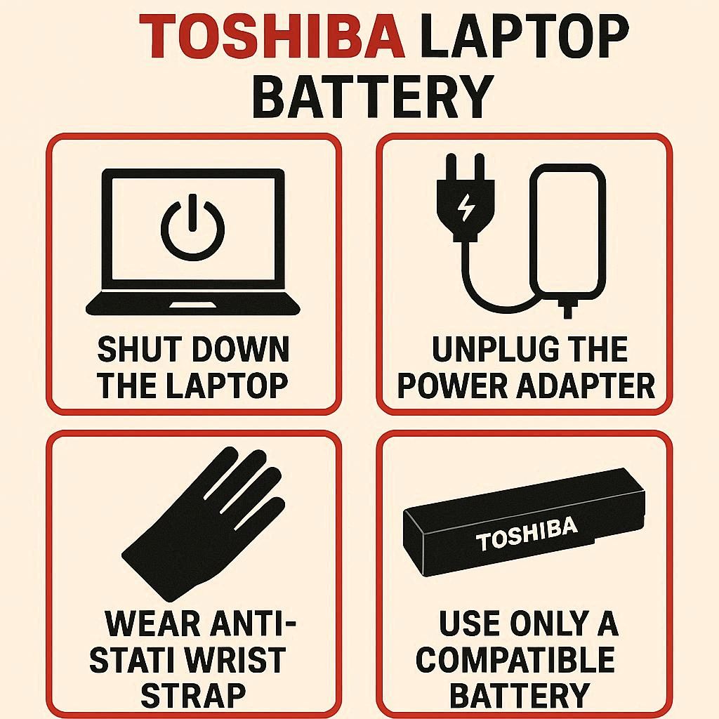 نکات ایمنی در تعویض باتری توشیبا