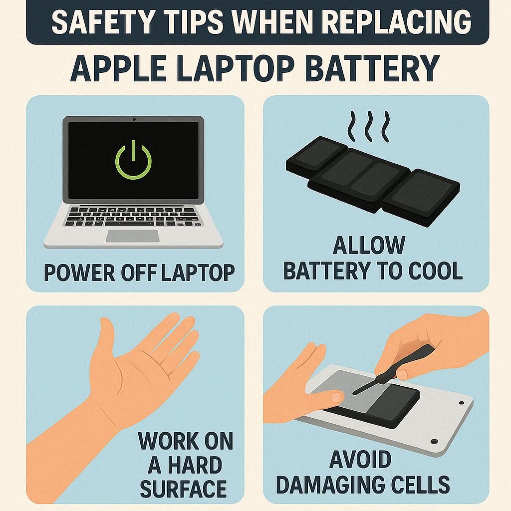 نکات ایمنی در هنگام تعویض باتری اپل