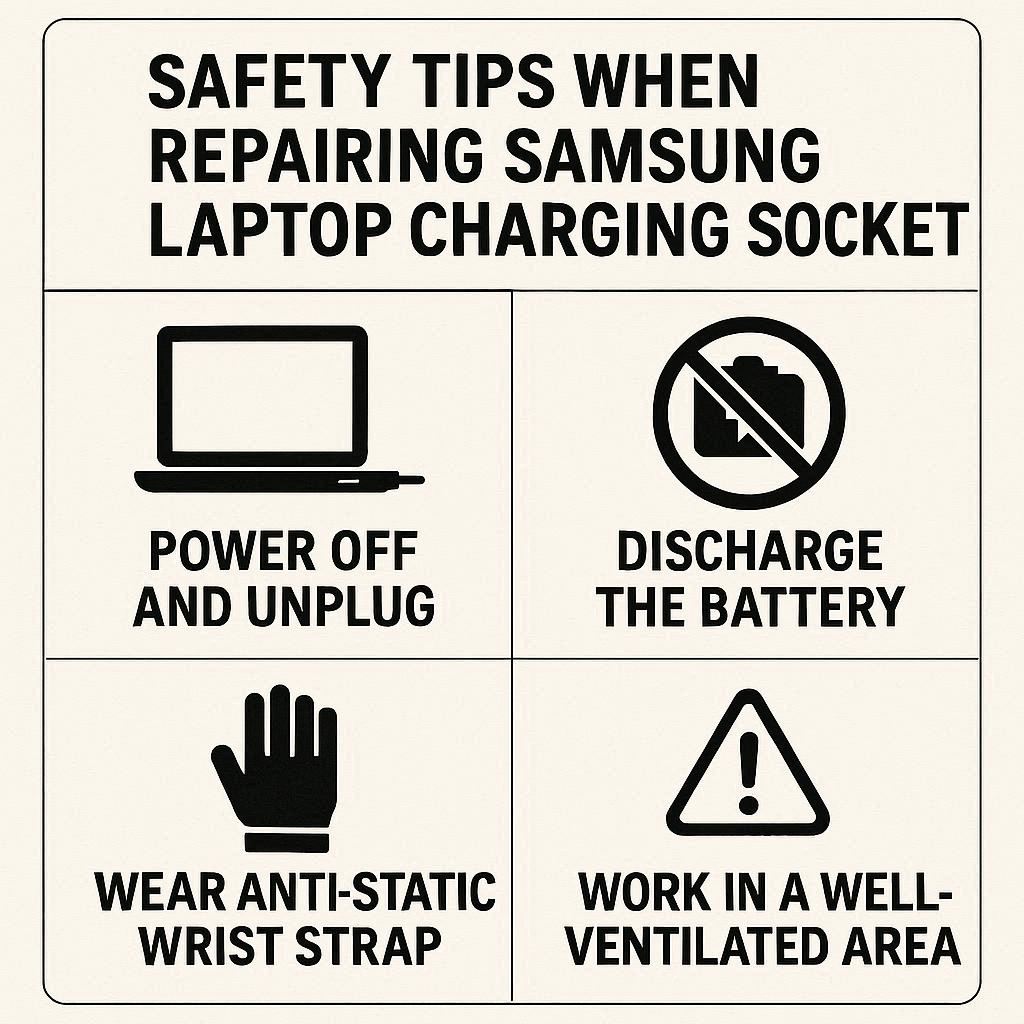 نکات ایمنی هنگام تعمیر سوکت شارژ سامسونگ