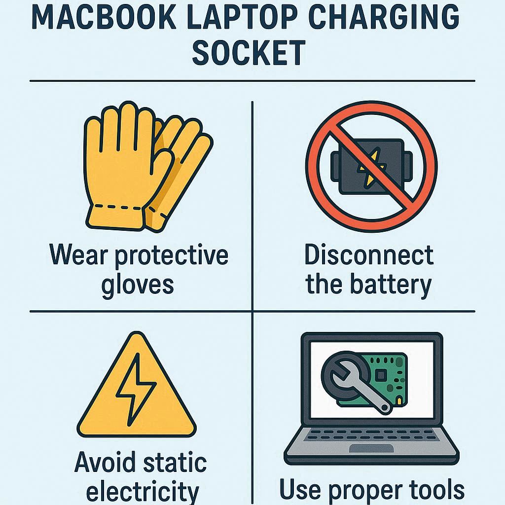 نکات ایمنی هنگام تعویض سوکت شارژ مک ‌بوک