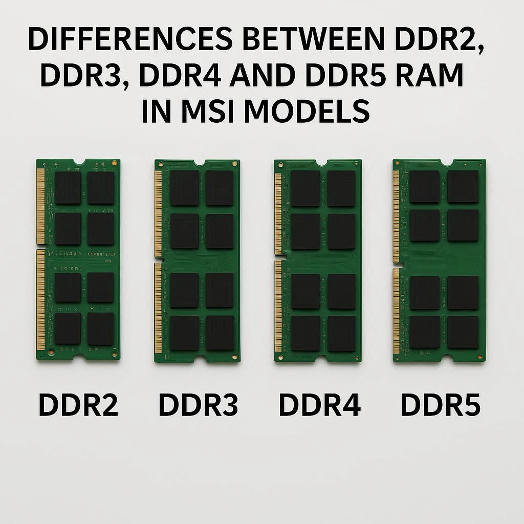 تفاوت رم DDR2، DDR3، DDR4 و DDR5 در مدل‌های MSI