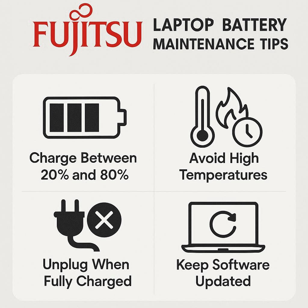 نکات حرفه‌ای نگهداری باتری لپ تاپ فوجیتسو