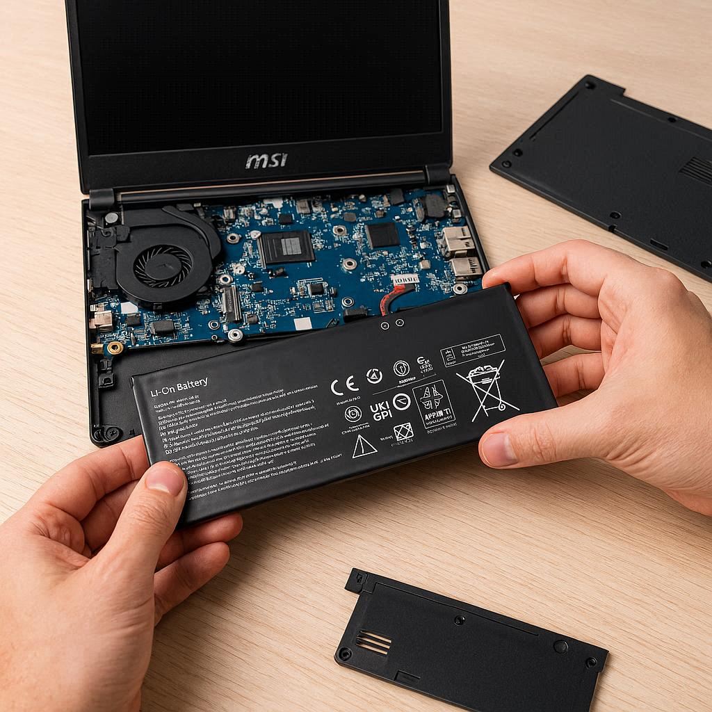 تعمیر و تعویض باتری لپ تاپ ام اس آی
