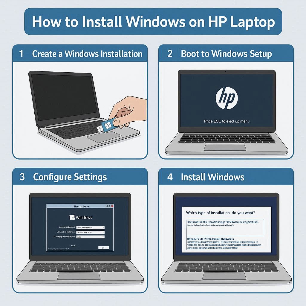 آموزش کامل نصب ویندوز روی لپ ‌تاپ‌های اچ ‌پی