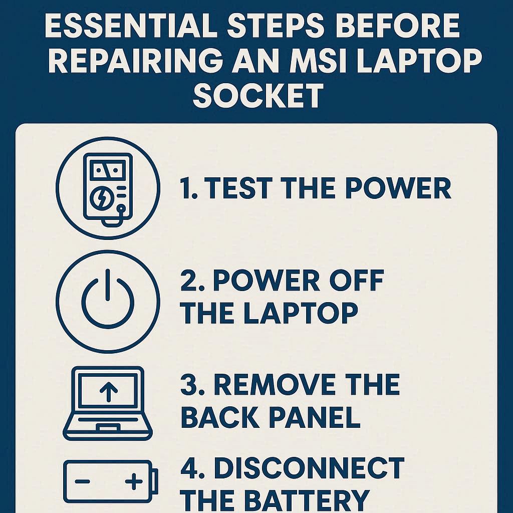 اقدامات ضروری پیش از تعمیر سوکت لپ تاپ MSI