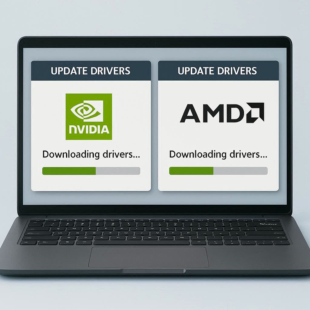 بروزرسانی درایورها برای کارت گرافیک NVIDIA و AMD لپ تاپ