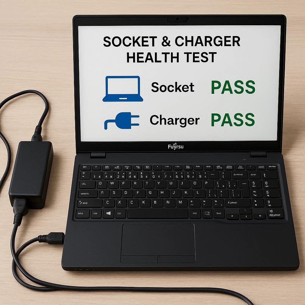 تست سلامت سوکت و شارژر لپ تاپ Fujitsu