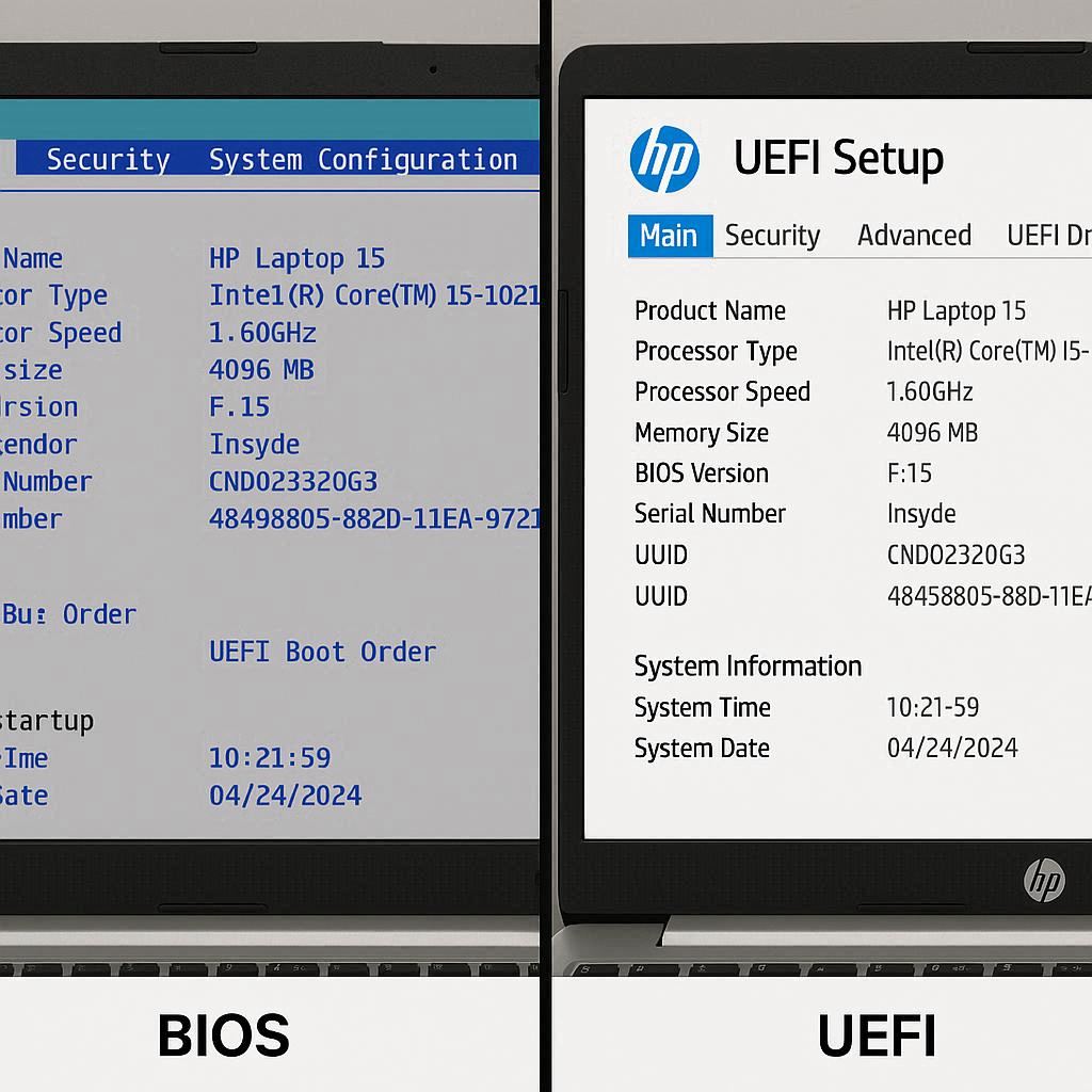 تنظیمات بایوس و UEFI در اچ‌ پی
