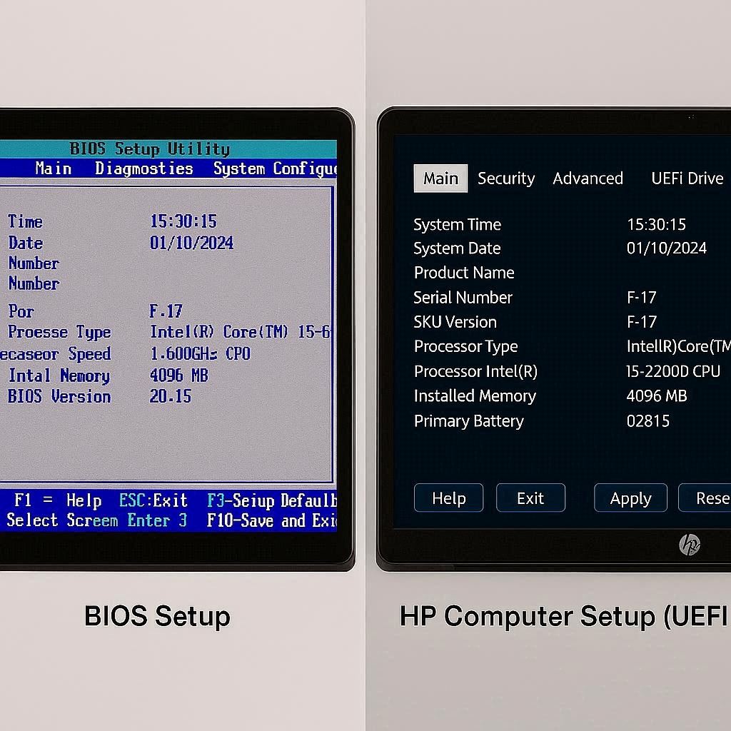 تنظیمات بایوس و UEFI در لپ ‌تاپ‌های اچ‌ پی