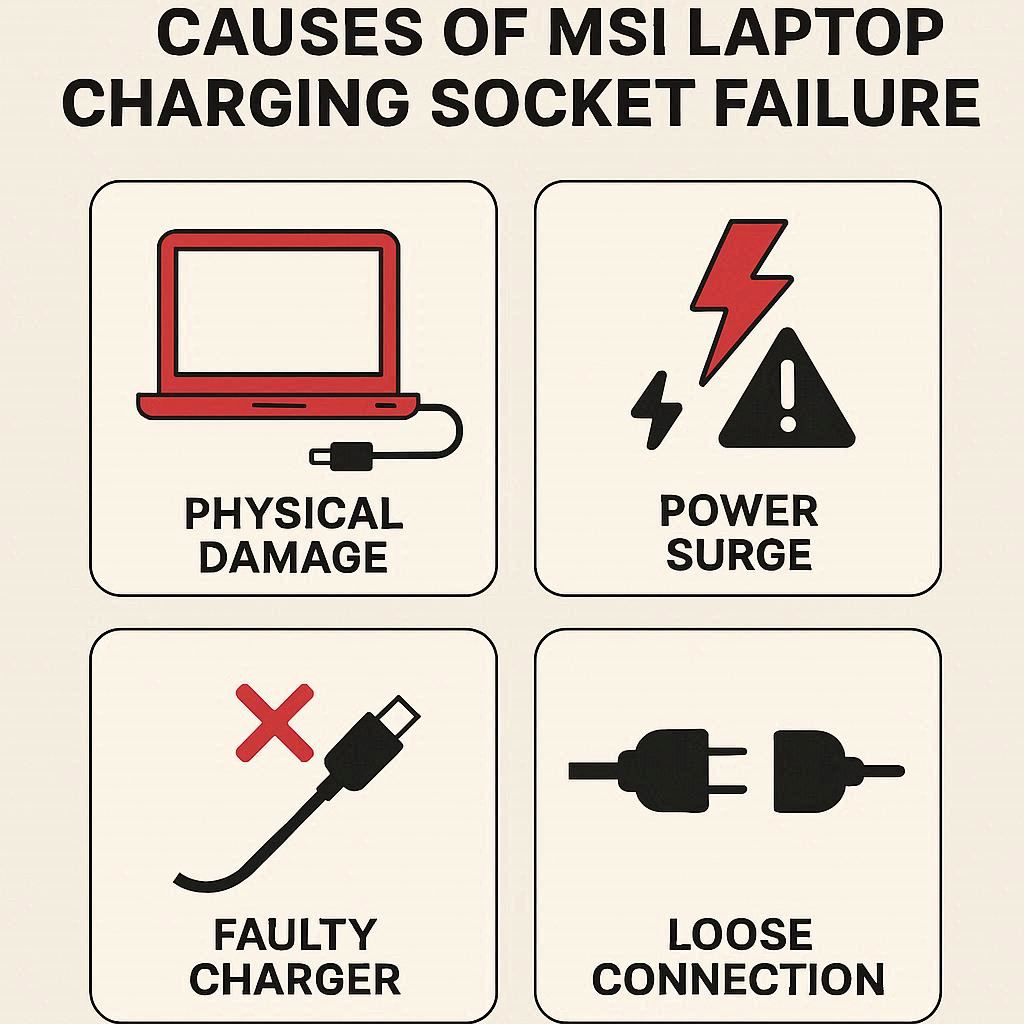 دلایل خرابی سوکت شارژ لپ ‌تاپ MSI